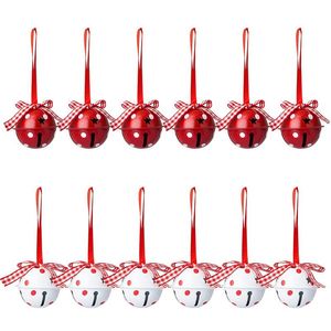 Christmas Decorations Craft Bells Ornaments Red White Metal Jingle Farmhouse Merry Tree Decor
