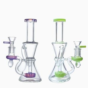 8-дюймовый Klein Cookahs Bong Heady Sage Water Water Pipes Recileler Bongs Dainchway Oil Oil Dab Буровые установки Зеленый фиолетовый 14 мм женское соединение с миской