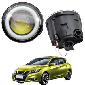 2 x Araba Ön Tampon LED Sis Işık Montaj Melek Göz DRL Gündüz Koşu Işık Nissan Tiida 2007-2012 için 12 V