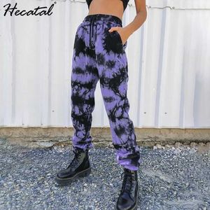 Osiedzle damskie spodnie damskie spodnie wysokiej talii krawat Dye kobiety joggers luźne spodnie Sweet steepants femme pantalon gotycki mujer pantalones Q0801