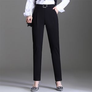OUMENGKA Women Spring Autumn Chic Fashion Office Wear Straight Suit Pants Vintage High Waist Black Female Trousers Mujer S-5XL 211112