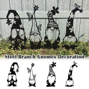 Çelik Şube Gnomes Dekorasyon Sevimli Ayakta Siluet Ev Bahçe Yard Açık Dekor için L23 210804