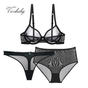 Cuecas calcinha varsbaby sexy sutiã transparente + tanga + cuecas de cintura alta fio lingerie conjunto l2404