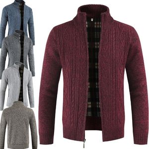 Cappotto invernale da uomo in maglia di lana, colletto alla coreana, maglione caldo, con cappuccio, marca, abbigliamento maschile a maniche lunghe, cardigan da uomo