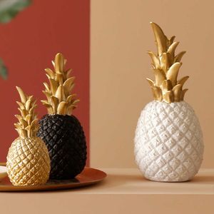 Ananas Ananas Dekorasyon Nordic Meyve Şekli Altın Ananas Dekorasyon Reçine Siyah Beyaz Ev Yatak Odası Masaüstü Ev Dekorasyonu 210607