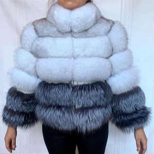 European real fur coat 100% natural jacket female winter warm leather fox high quality vest 210928
