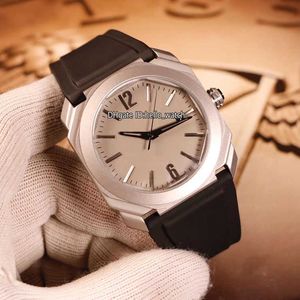 Дизайнерские часы дешевые 41mm Octo Titanium сталь корпус серый циферблат 102858 2315 # швейцарский кварцевый движения мужские часы черные резиновые спортивные скидки