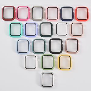 PC Tempered Film Watch Case For Apple Watch 45mm 41mm 44mm 42mm 40mm 38mm Full Screen Protective Shell Cover Iwatch Series 7 6 5 4 3 Se Smart Accessories