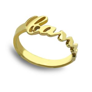 Drop Personalized Carrie Namn Ring Namn, Word eller Initial Christmas Xmas Present i Silver / Guld för hennes lokala band Ringar