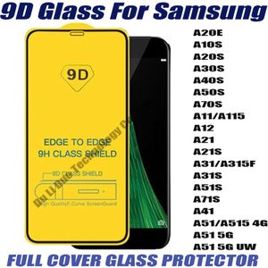 Protezione dello schermo del telefono in vetro temperato a copertura totale 9D per Samsung Galaxy A20E A10S A20S A30S A40S A50S A70S A11 A12 A21 A21S A31 A31S A51S A71S A41 A51 5G UW