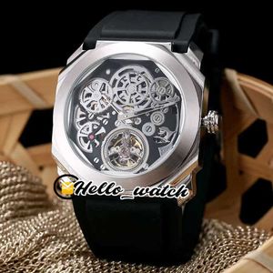 zegarki luksusowe marki mężczyźni Octo Finissimo 102719 Szkielet Dial Automatic Mens Watch Steel Case Czarny gumowy pasek Sport Męski BVHL zniżki