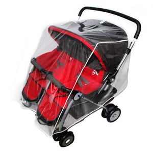 Wholesale twin fold for sale - Group buy Stroller Parts Accessories Wind Shield Rain Cover Transparent Infant Pram Twin Baby With Canopy Foldable Waterproof PVC Pushchair
