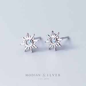 Klassisk unik sol helios kristall stud örhängen för kvinnor 925 sterling silver små mode smycken bijoux 210707