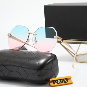 Luxury designer sunglasses fashion women retro polygonal colorful uv protection sun-shading glasses Rimless neat bevel cut outer edges modify face popular brands