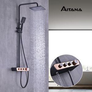 Set doccia da bagno Set multifunzione moderno nero Rubinetto portaoggetti per uso domestico Ottone El