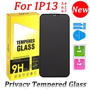 Sekretess tempererade glasskydd för iPhone13 12 mini 11 Pro Max XR XS 7 8 Plus Anti-Spy Full Cover 9D Screen Protector med pacakge