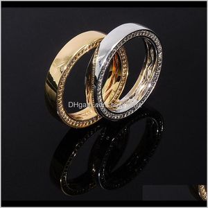Band S925 Sterling Sier Round Finger Rings For Men Women Cz Stone Bling Iced Out Coppia Anello Maschio Hip Hop Rapper Gioielli Zc5Lm Lejtf