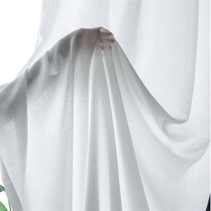 Whitetulle gardiner för vardagsrum dekoration modern matchen tvättbar solid sheer voile shrink resistent sovrum gardin 210913