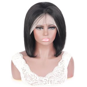 Ishow 13x2 Transparent HD Lace Frontal Human Hair Wigs Short Bob Swiss Lace Front Wig Brazilian Virgin Straight for Women Natural Black 8-12 inch Peruvian