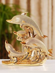 OUSSIRRO Decorazione di nozze europea Artigianato Ceramica Decorazione creativa della stanza Artigianato Oro Animale Figurine di porcellana Decorazioni 210607