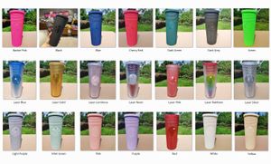 2023 더블 바비 핑크 두리안 레이저 밀짚 컵 텀블러 인어 플라스틱 냉수 커피 컵 선물 머그잔 H1005