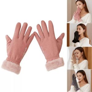 Five Fingers Gloves Winter Outdoor Sport Plush Velvet Thicken Warm For Touch Screen Windproof Ski Driving Motorcycle Snowboard