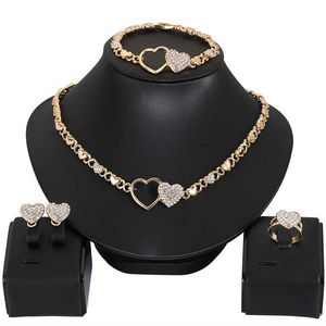 Afrikanska smycken set för kvinnor Hjärta halsband set bröllop smycken set örhängen xoxo halsband armband presenter 210619