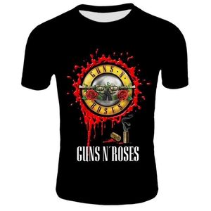 Guns Roses venda por atacado-Camiseta fashion homens preto tshirt punk guns n rosas pesadas metal tops d arma rosa vestido de impressão hip hop casual homens