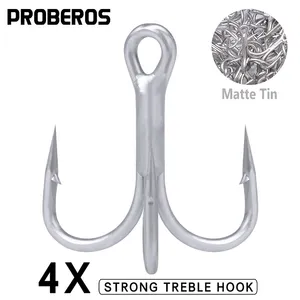 5 10pcs Saltwater Fishing Hook 4X Matte Tin Treble 4 0-3 0-2 0-1 0-1-2-4-6-8# High-Carbon Steel High Strength Hooks