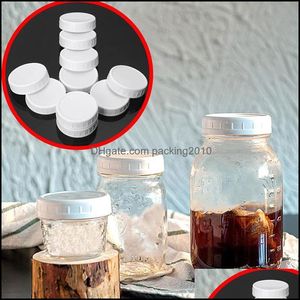 Bottles Jars Housekee Organization Home & Garden10 Pack Jar Lids Unlined Ribbed Plastic Cup Lid For Regar Mouth Mason Cannings Leakproof Sto