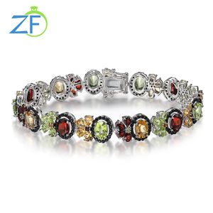 Gz zongfa de alta qualidade rhodolite natural 925 esterlina prata elegante moda minimalista mulheres pulseira jóias