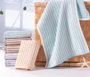 The latest 68X34CM size solid color towel, striped two-color style selection, plus thick grid absorbent soft facial cleansing towels