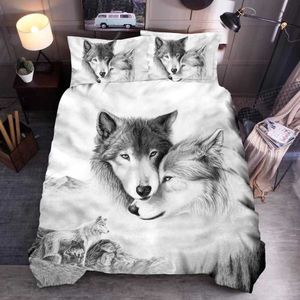 Lupo Simpatico Set di Biancheria da Letto per Animali Cane Gatto Stampa per Bambini Regalo Adorabile per Adulti Set Copripiumino di Lusso Biancheria da Letto Trapunte Queen King Size