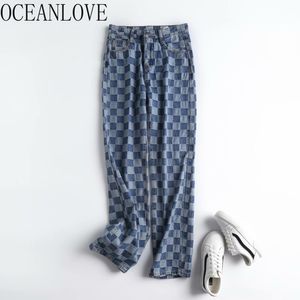 Manta Mulheres Cintura Alta Outono Streetwear Moda Denim Calças Coreano Vintage Mujer Pantalones 17762 210415