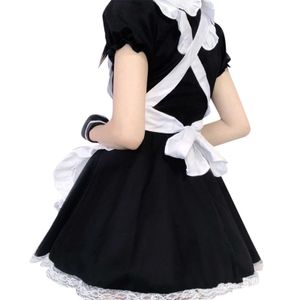 Black Cute Cat Lolita Maid Dress Costumes Cosplay Suit for Girls Woman Waitress Party Stage Crossdres Plus Size Y0913