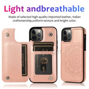 High-end PU Skórzane etui na telefony do iPhone 12Promax 11 x XSMax 7 8 6 Samsung S21 Plus S20 Ultra Button Walket Typ Multi-Function Card Holder