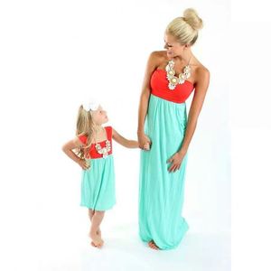 Aile Eşleştirme Kıyafetler Anne Kızı Elbiseler Çocuk Giyim Kız Giysileri Yaz Pamuk Uzun Çocuklar Plaj Elbise Moda Prenses