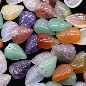 13x18mm Carved Leaf Loose Beads Stone Natural Rose Quartz Turquoise stone naked stones DIY Jewelry ACC