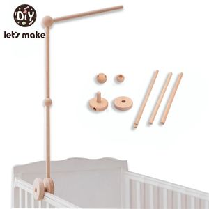 Let's Make Baby Wooden Bed Bell Bracket Mobile Hanging Rattles Toy Hanger Baby Crib Mobile Bed Bell Wood Toy Holder Arm Bracket 211021