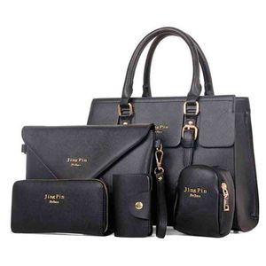 wholale cheap 5 piece set pu leather Key case Cartera tote bag hand bags handbag with custom