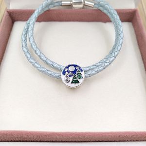 Ciondoli Pandora per creazione di gioielli estetici Braccialetti con perline in argento sterling 925 Kit Bangle Christmas Snowy Wonderland collana regalo per coppia da donna 796384ENMX