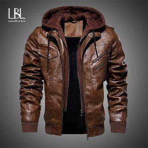 Mens läderjackor vinter casual motorcykel pu jacka biker läderrockar europeisk windbreaker äkta läderjacka 211008