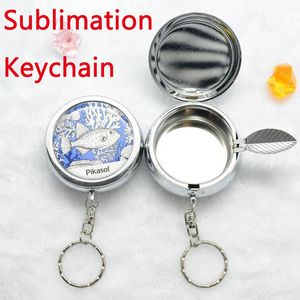 Nowość Sublimacja Popielniczka Keychain Favor Metal Puste DIY Keyring Z Liści Papieros Portable Mini Torba Ornament