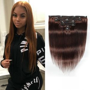 Mongolian Straight Clip in Human Hair Extensions 120G 8Pcs Set 8-22 inch #4 Remy Hair Clips ins for Women