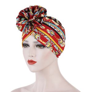 2021 Женская тюрбана шляпа взрослый цвет цветок индийский капот весна и летний новый стиль