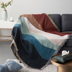 Nordic Geometryczne paski rzucić kocem estetyka sofa okładka salon farmhouse Decor pył Boho Tapestry Dywan