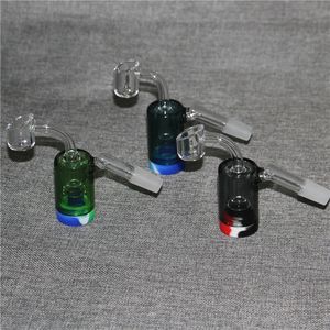 Hookahs Thickness Glass Ash Catcher Bowls Female Male 14mm 18mm Joint Bubbler Perc Ash catchers Bong with Silicone Container Jar
