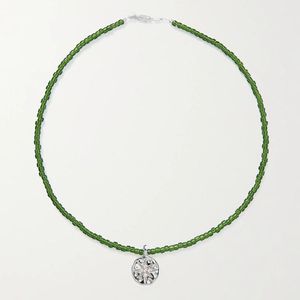 Anhänger Halsketten Solo Layered Einfache Ketten Handgefertigte SANTANGELO Cazh Silberfarbene Glasperlenhalskette mit Gravur für Damen Juwel