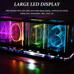 Digitaler LED-Wecker-Bausatz, große Schriftart, 6-stelliges Display, elektronisches Bulk-Musikspektrum-Modul, DIY 220311