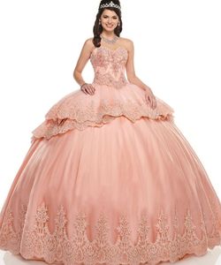 Luxury 15 Years Quinceanera Dresses 2021 With Short Jacket Ball Gown Lace Beaded Prom Dress Tiered Corset Party Robe De Mariee 6 Vestidos 16 Años